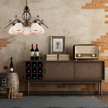 Láncos csillár RETRO II 5xE27/60W/230V fekete patina