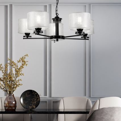 Láncos csillár ROSA 5xE27/60W/230V fekete/szürke