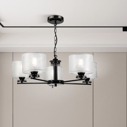 Láncos csillár ROSA 5xE27/60W/230V fekete/szürke