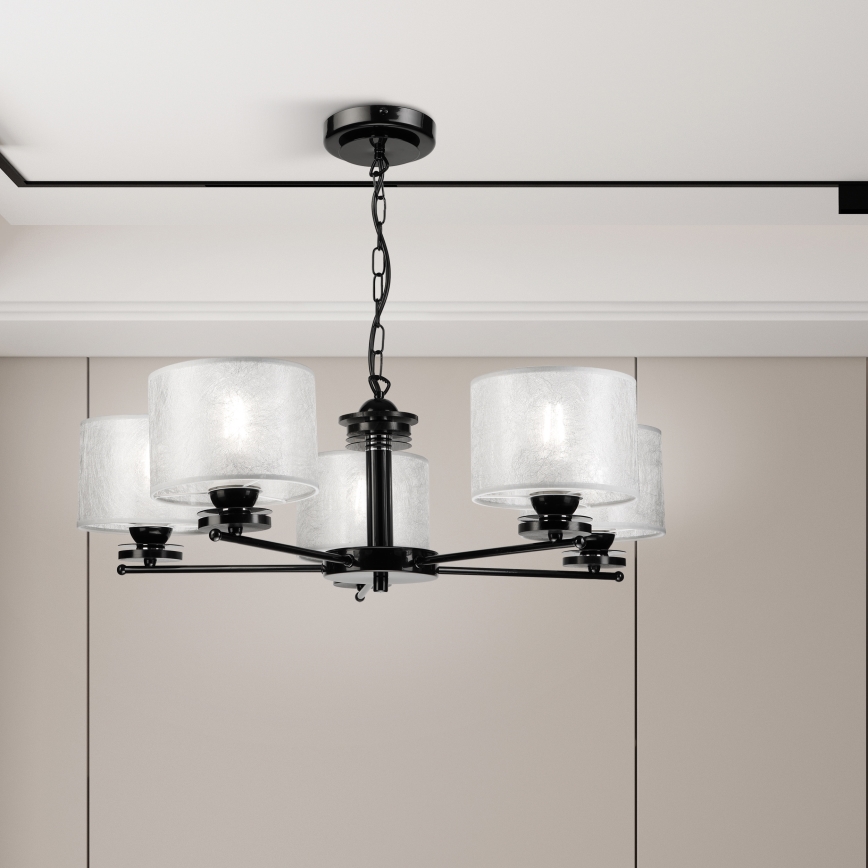 Láncos csillár ROSA 5xE27/60W/230V fekete/szürke