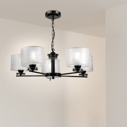 Láncos csillár ROSA 5xE27/60W/230V fekete/szürke