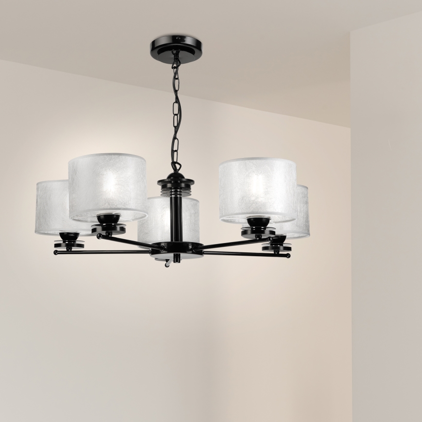 Láncos csillár ROSA 5xE27/60W/230V fekete/szürke