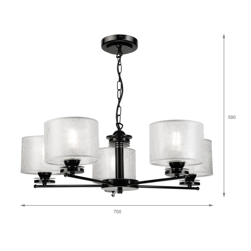 Láncos csillár ROSA 5xE27/60W/230V fekete/szürke