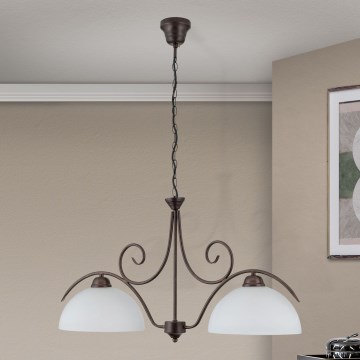 Láncos csillár RULA 2xE27/40W/230V fehér/bronz