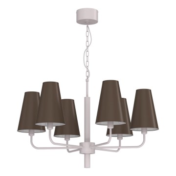 Láncos csillár TORTOLA 6xE14/15W/230V barna/krém