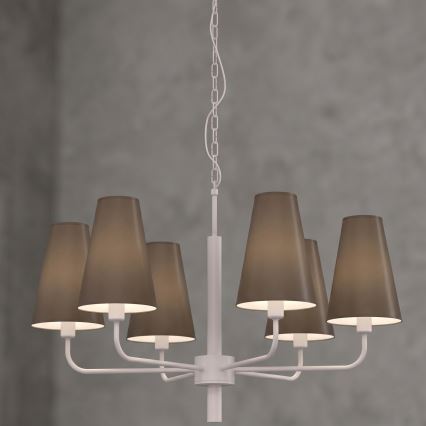 Láncos csillár TORTOLA 6xE14/15W/230V barna/krém