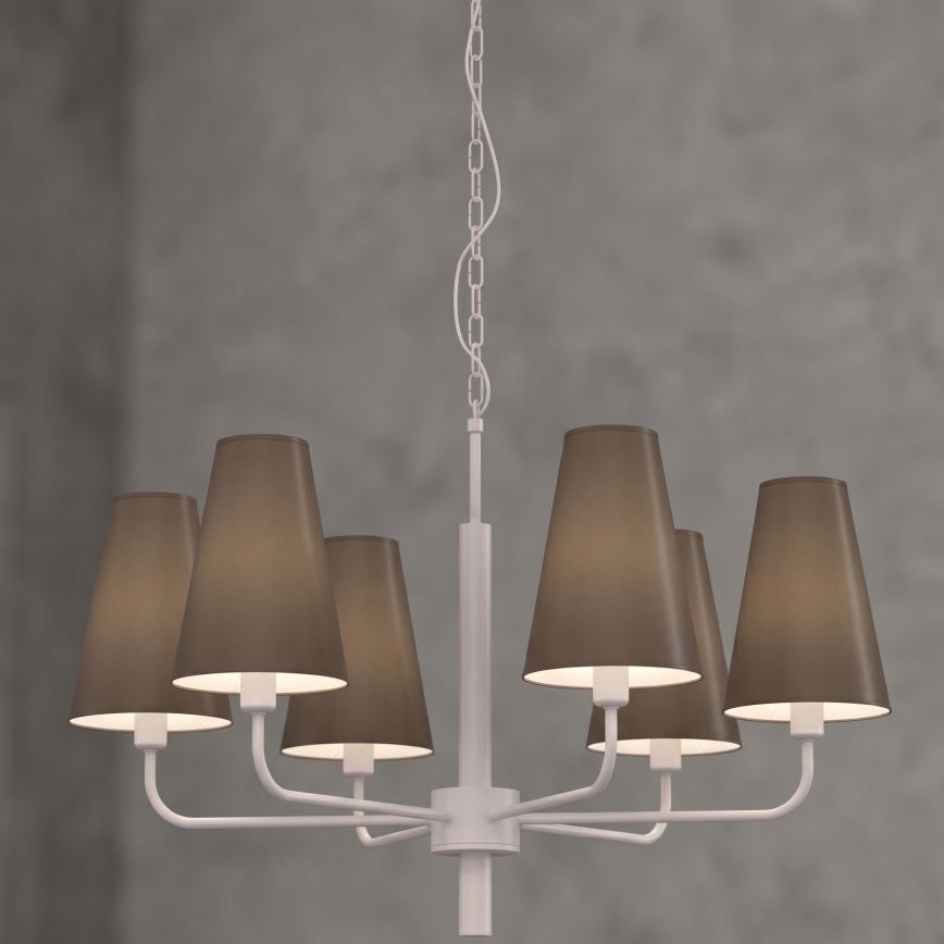 Láncos csillár TORTOLA 6xE14/15W/230V barna/krém