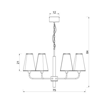 Láncos csillár TORTOLA 6xE14/15W/230V bézs