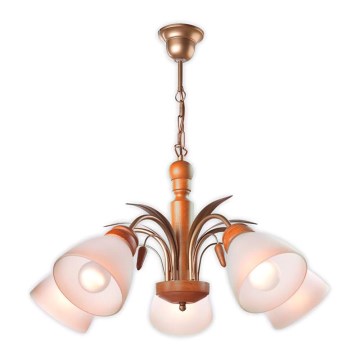 Láncos csillár TULIPÁN 5xE27/60W/230V bükk