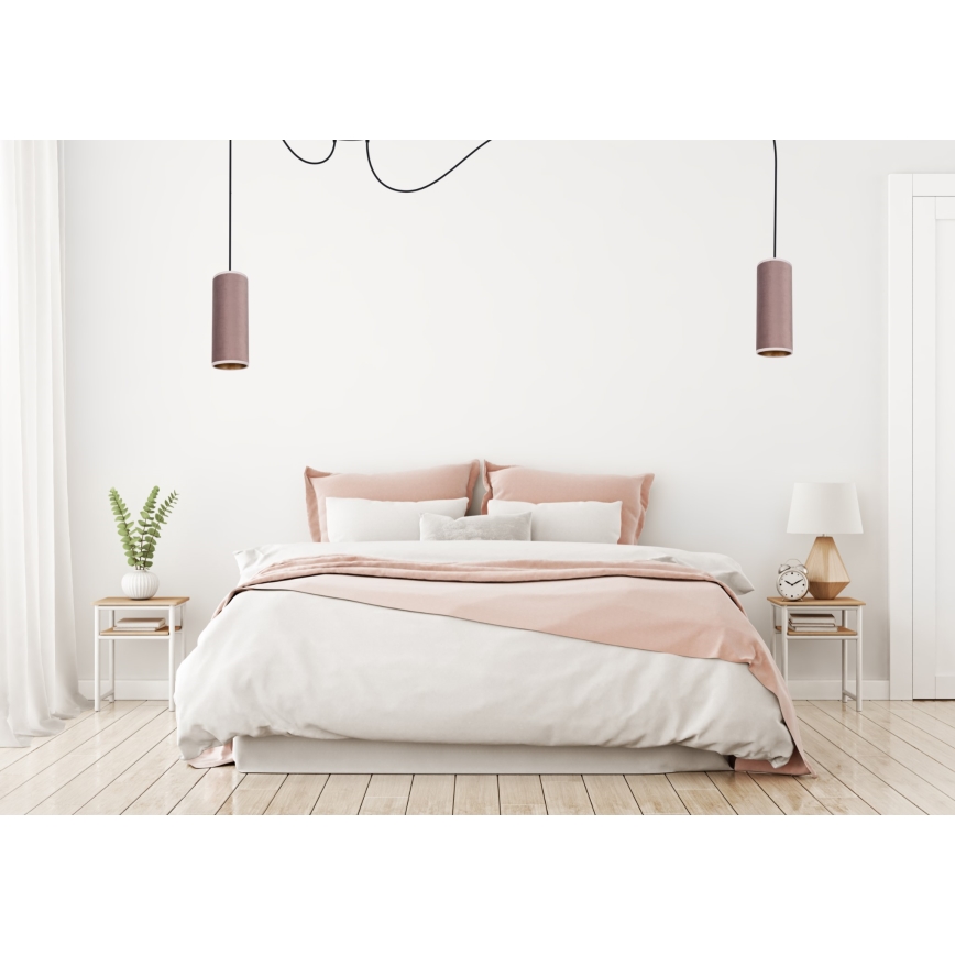 Lámpa zsinóron AVALO 2xE27/60W/230V pókháló rózsaszín/fémes réz