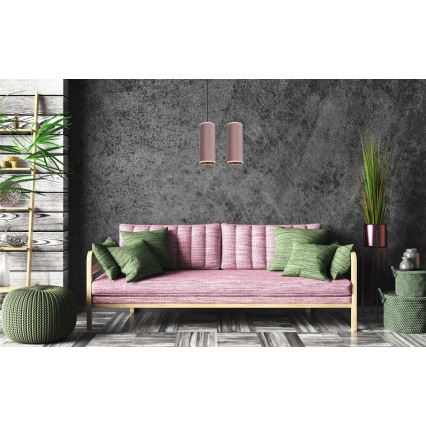 Lámpa zsinóron AVALO 2xE27/60W/230V rózsaszín/fémes réz