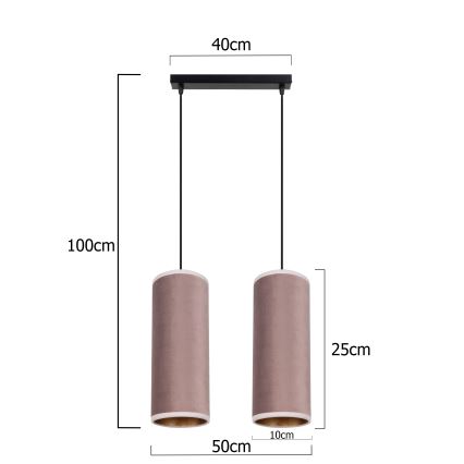 Lámpa zsinóron AVALO 2xE27/60W/230V rózsaszín/fémes réz
