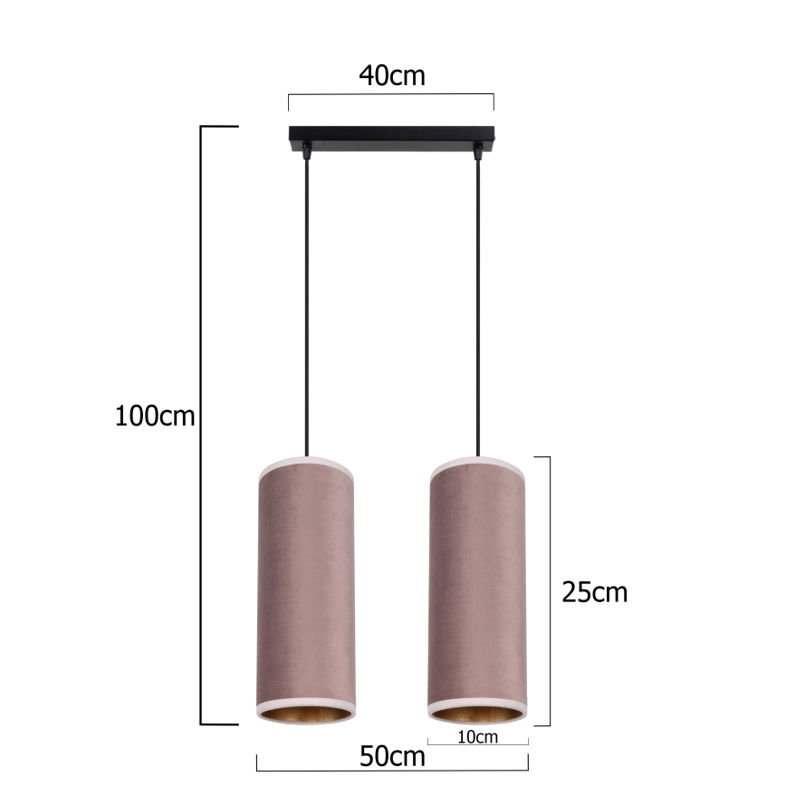 Lámpa zsinóron AVALO 2xE27/60W/230V rózsaszín/fémes réz