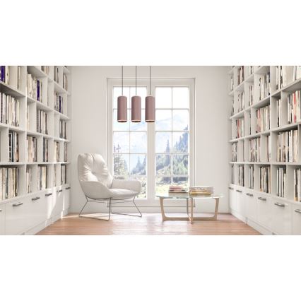 Lámpa zsinóron AVALO 3xE27/60W/230V rózsaszín/fényes réz