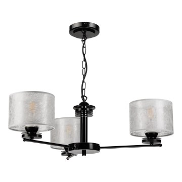 Láncra akasztható ROSA csillár 3xE27/60W/230V, fekete/szürke