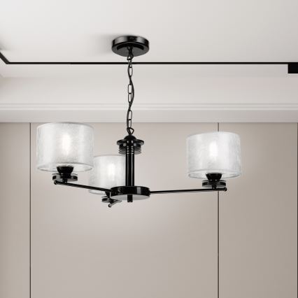 Láncra akasztható ROSA csillár 3xE27/60W/230V, fekete/szürke