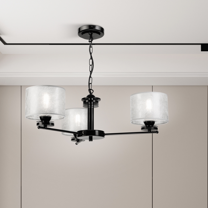 Láncra akasztható ROSA csillár 3xE27/60W/230V, fekete/szürke