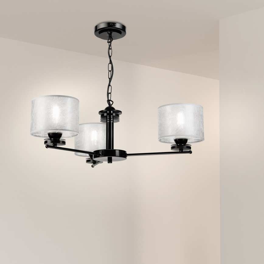 Láncra akasztható ROSA csillár 3xE27/60W/230V, fekete/szürke