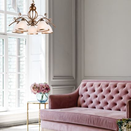 Láncra függesztett RETRO II csillár 5xE27/60W/230V, patinás bronz