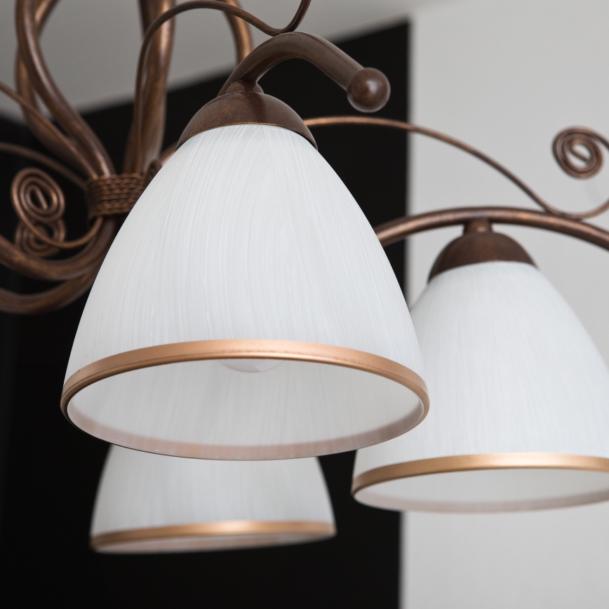 Láncra függesztett RETRO II csillár 5xE27/60W/230V, patinás bronz