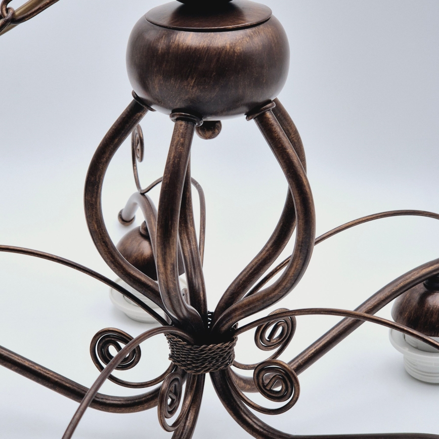 Láncra függesztett RETRO II csillár 5xE27/60W/230V, patinás bronz