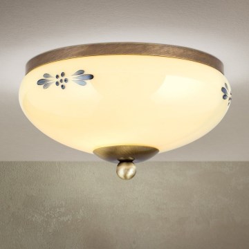 LANDHAUS mennyezeti lámpa 1xE27/60W/230V átm. 21 cm bronz/bézs/kék