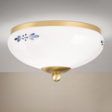 LANDHAUS mennyezeti lámpa, 1xE27/60W/230V, Ø 21 cm, sárgaréz/fehér/kék