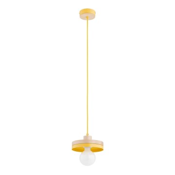 LARSO zsinóros függőlámpa, 1xE27/15W/230V, sárga/bézs