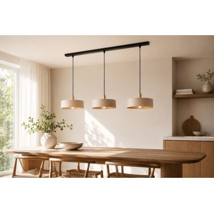 LATTE kábeles csillár 3xE27/60W/230V bézs/fekete/arany