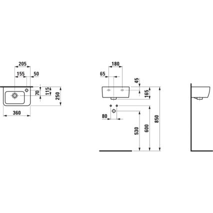 LAUFEN H8169550001061 - Függesztett mosdó PRO 36x25 cm kerámia/fehér