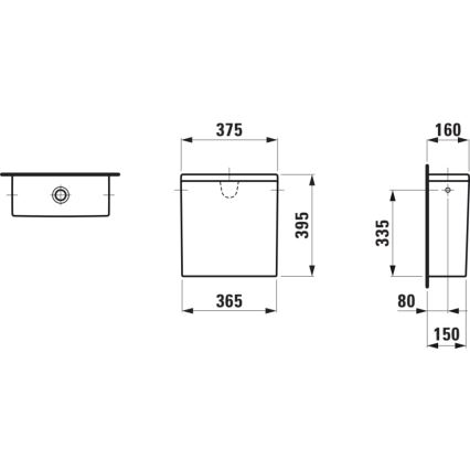 LAUFEN H8299520009721 - PRO öblítőtartály, oldalsó bekötés, kerámia/fehér