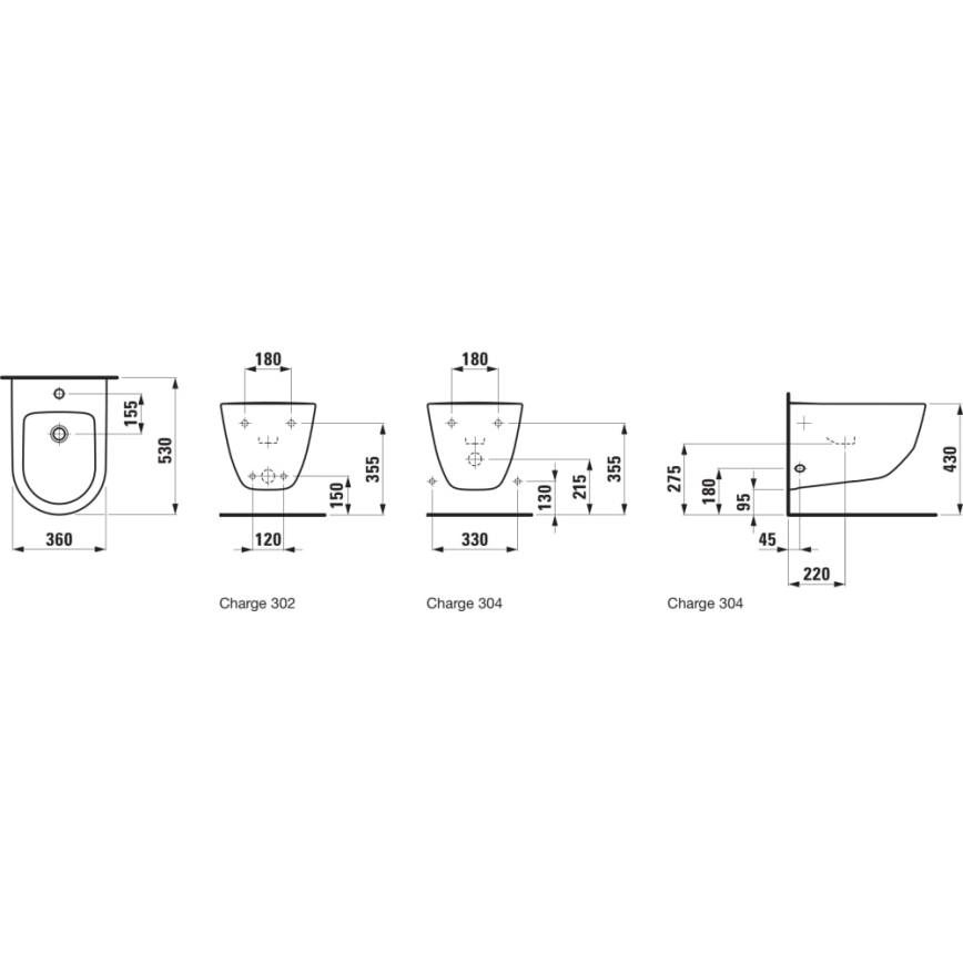 LAUFEN H8309520003021 - Függesztett bidé PRO kerámia/fehér