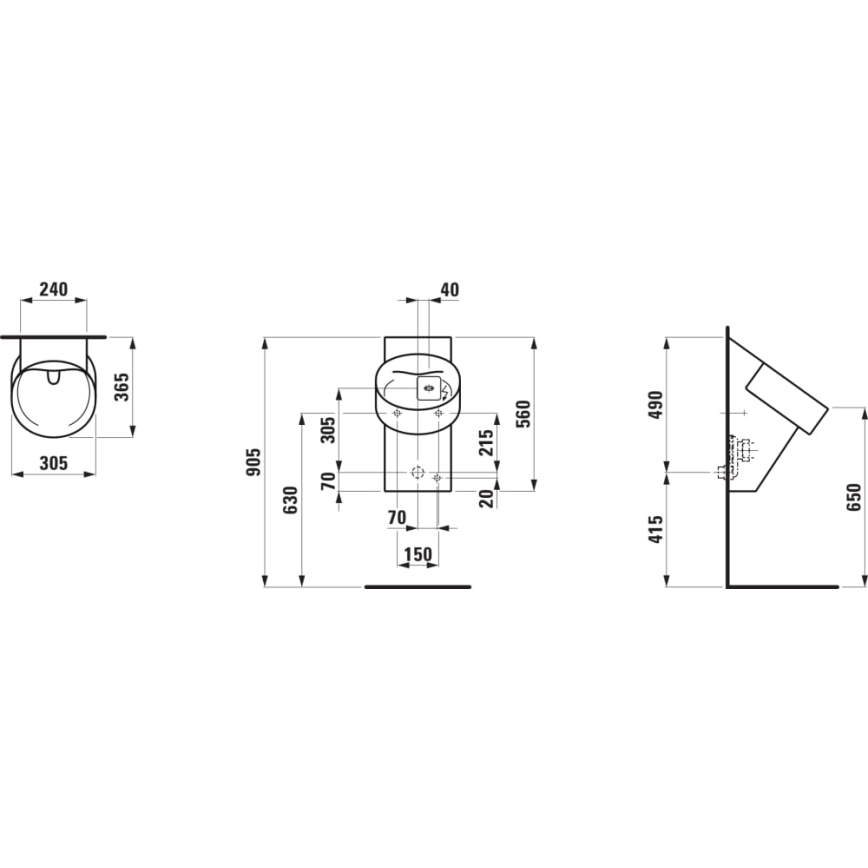 LAUFEN H8402867160001 - Piszoár érzékelővel VAL 230V, hátsó bekötés, hátsó lefolyó, kerámia/matt fekete