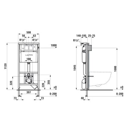 LAUFEN H8946600000001 - Falba építhető modul felfüggesztett WC-hez LIS