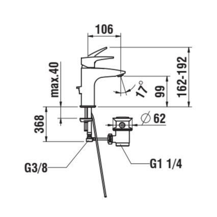 LAUFEN HF500701100000 - Mosdó csaptelep + túlfolyós leeresztő LAURIN 16,2 cm fényes króm