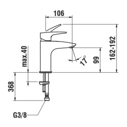 LAUFEN HF500702428000 - LAURIN mosdócsaptelep 16,2 cm matt titán fekete
