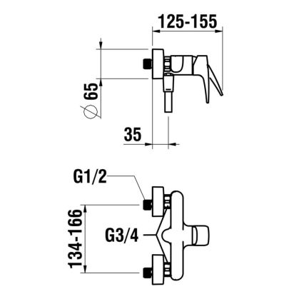 LAUFEN HF500750100600 - LAURIN zuhanyszett csapteleppel, fényes króm