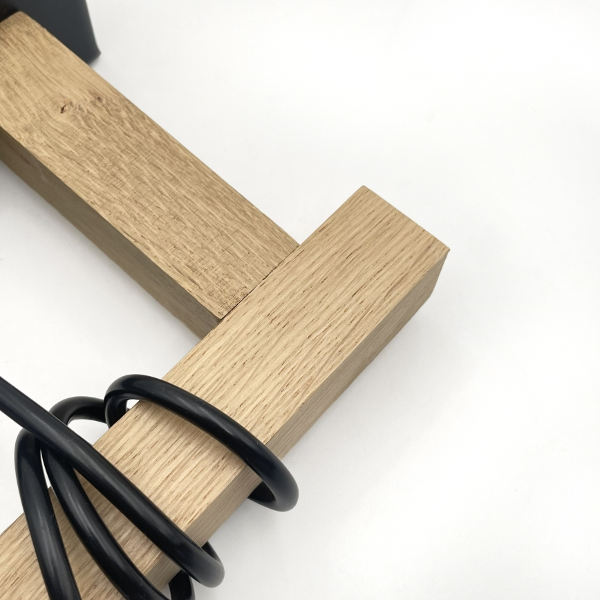 LEANDRA függőlámpa kábellel 1xE27/15W/230V, tölgy/fekete