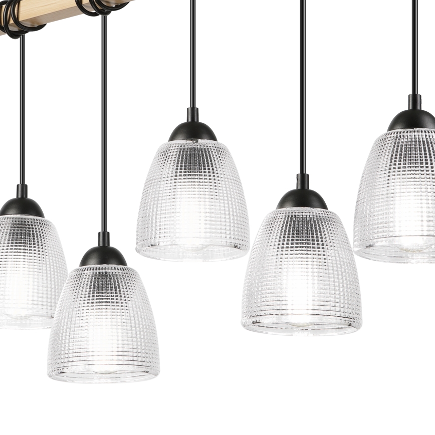 LEANDRA zsinóros csillár 5xE27/15W/230V tölgy/fekete