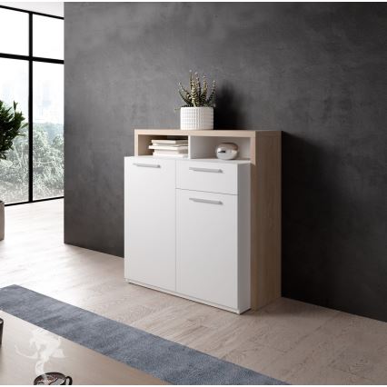 LEBY komód sonoma tölgy/fehér