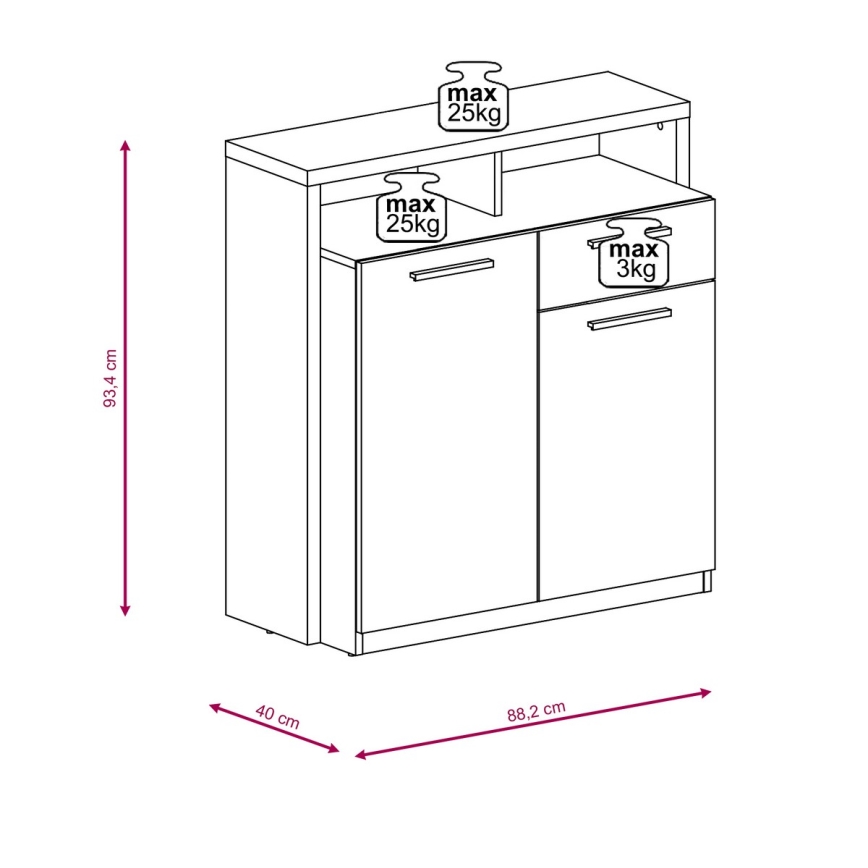 LEBY komód sonoma tölgy/fehér