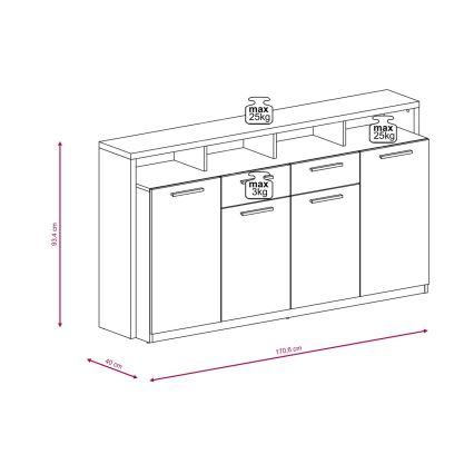 LEBY komód sonoma tölgy/fehér