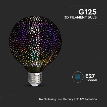 LED 3D Dekoratív izzó FILAMENT G125 E27/4W/230V 3000K