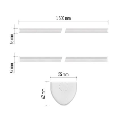 LED alá szerelhető lámpatest LED/60W/230V 4000K 150 cm