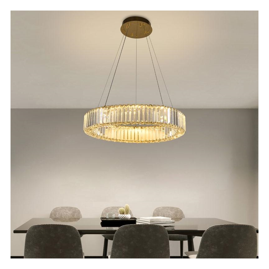 LED Dimmeres kristály csillár kábelre LED/40W/230V 3000-6500K króm/arany + távirányító