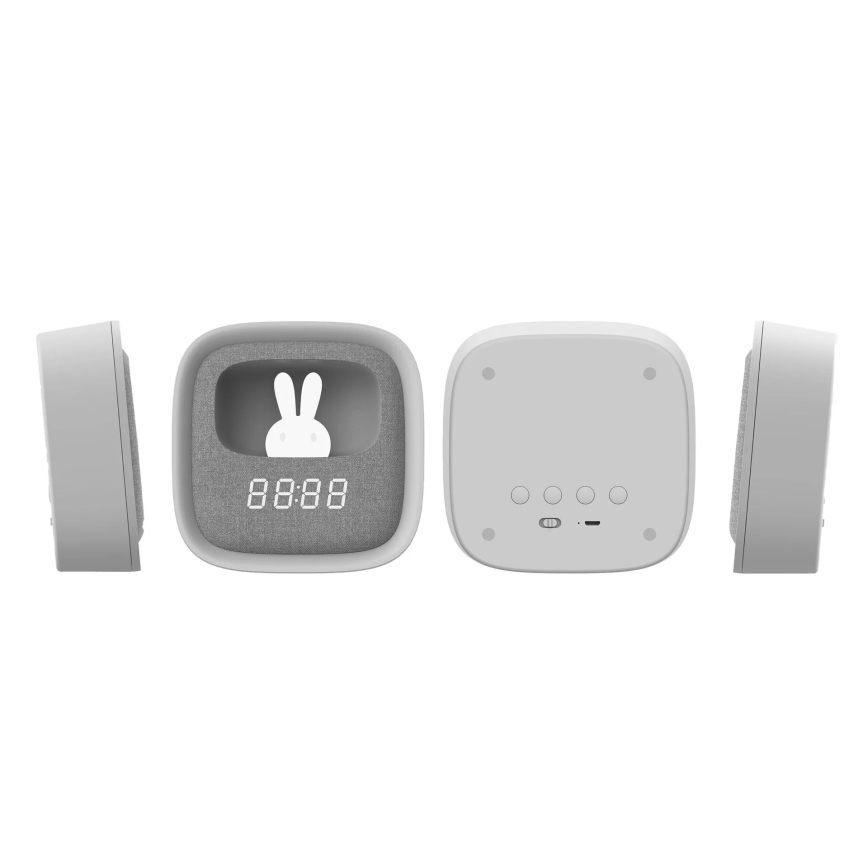 LED állítható fényerejű éjszakai lámpa ébresztőórával BUNNY LED/1,2W/5V 3000K