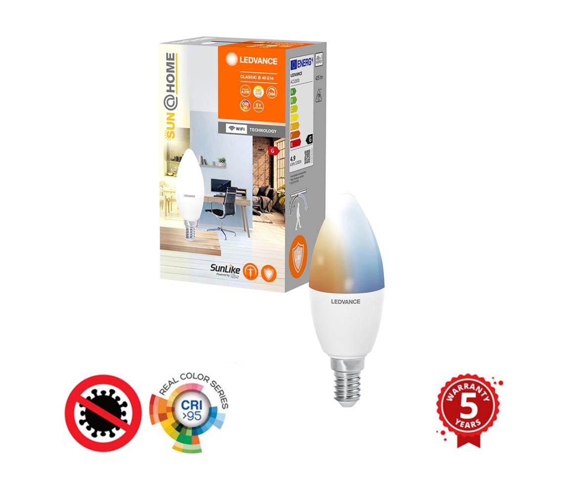 LED állítható fényerejű antibakteriális izzó B40 E14/4,9W/230V Wi
