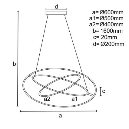 LED állítható fényerejű csillár kábellel LED/105W/230V 3000-6500K átm. 60 cm + távirányító