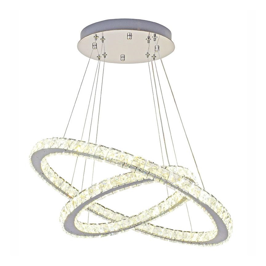 LED állítható fényerejű kristály csillár kábelre LED/115W/230V 3000-6500K ezüst + távirányító