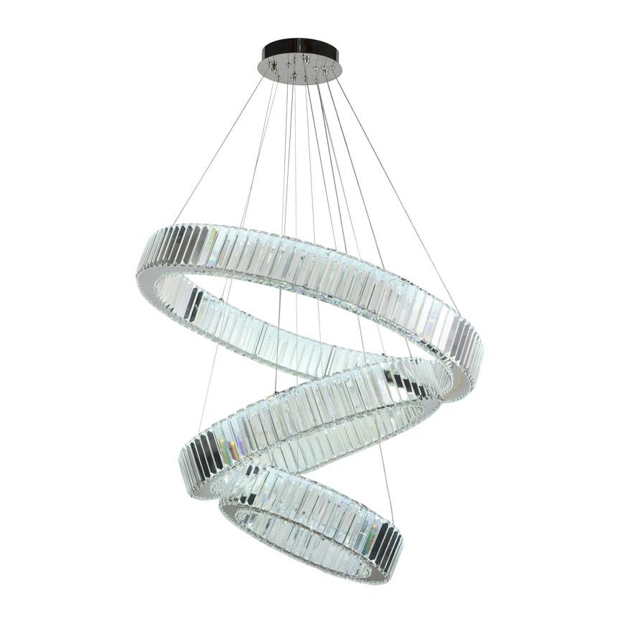 LED állítható fényerejű kristály csillár kábelre LED/115W/230V 3000-6500K fényes króm + távirányító